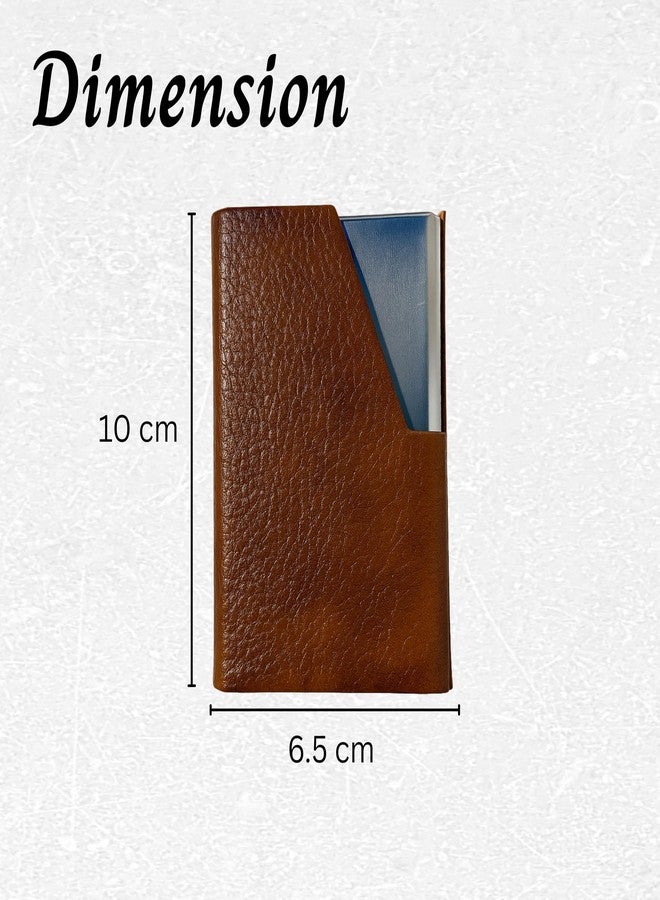 ZAFCO Vegan Leather Credit/Debit Card Holder for Men & Women with Metallic Edge | Slim V-Shaped Cutout Card Case | Compact, Stylish & Durable Wallet for Business, Travel & Office Use Brown - 1 Piece - Image 2
